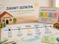 KI generiertes Bild zum Fahrplan des Kitakonzeptes der Gemeinde Elsteraue